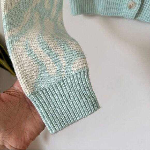 NAADAM Wool Cashmere Blend Cropped Cardigan Sweater in Sea Foam Size Small - Picture 4 of 5